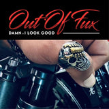 Biker Titanium Jewelry Statement Ring Men Collection Gothic Piece Stainless Steel Skull Accent Scorpion Detail Present Male Motorcycle Style