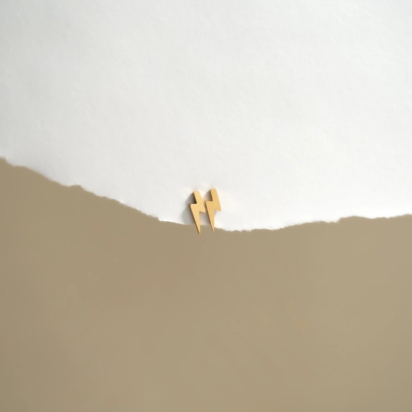 Lightning Bolt Stud Minimalist Earrings in 18K Gold and Silver Earrings Dainty Small Studs for Her - Unique, Small Design