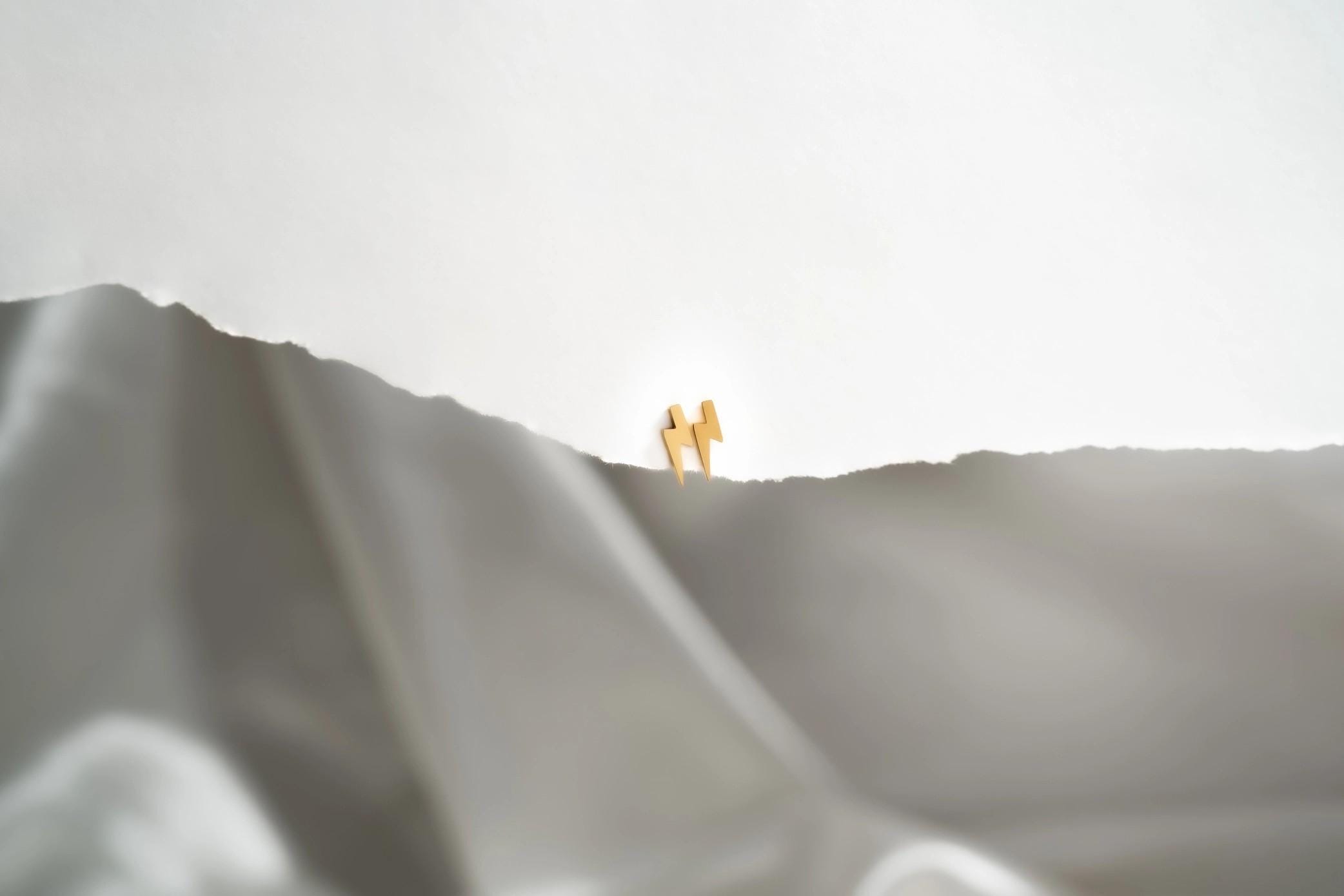 Lightning Bolt Stud Minimalist Earrings in 18K Gold and Silver Earrings Dainty Small Studs for Her - Unique, Small Design