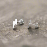 Lightning Bolt Stud Minimalist Earrings in 18K Gold and Silver Earrings Dainty Small Studs for Her - Unique, Small Design