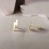 Lightning Bolt Stud Minimalist Earrings in 18K Gold and Silver Earrings Dainty Small Studs for Her - Unique, Small Design