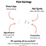 Lightning Bolt Stud Minimalist Earrings in 18K Gold and Silver Earrings Dainty Small Studs for Her - Unique, Small Design