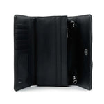 Biker Style Purse Card Holder Punk Rock Fashion Accessory Silver Detail Skull Design Gothic Wallet Gift Idea Dark Aesthetic Metal Stud Cross