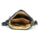 Gothic Camo & Skull Crossbody Messenger Bag - Glitter Sparkle with Polka Dot Pockets Handbag