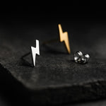 Lightning Bolt Stud Minimalist Earrings in 18K Gold and Silver Earrings Dainty Small Studs for Her - Unique, Small Design