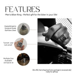 Mens BIKER Ring Mens Ring Gifts for Him Punk Alternative Rocker Metal Stainless Steel Titanium