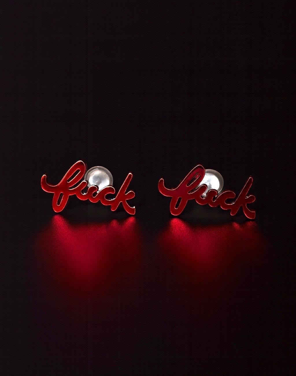 Fuck Cursive Script Earrings - Dainty Stud Swear Words Gift - Bachelorette Women Minimalist Earrings Subtle Hypoallergenic
