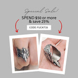 Biker Hawk Moth Ring for Men Stainless Steel Gothic Motorcycle Accessory Dead Butterfly Skull Design Biker Gift for Him