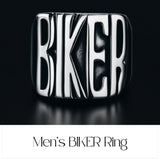 Mens BIKER Ring Mens Ring Gifts for Him Punk Alternative Rocker Metal Stainless Steel Titanium