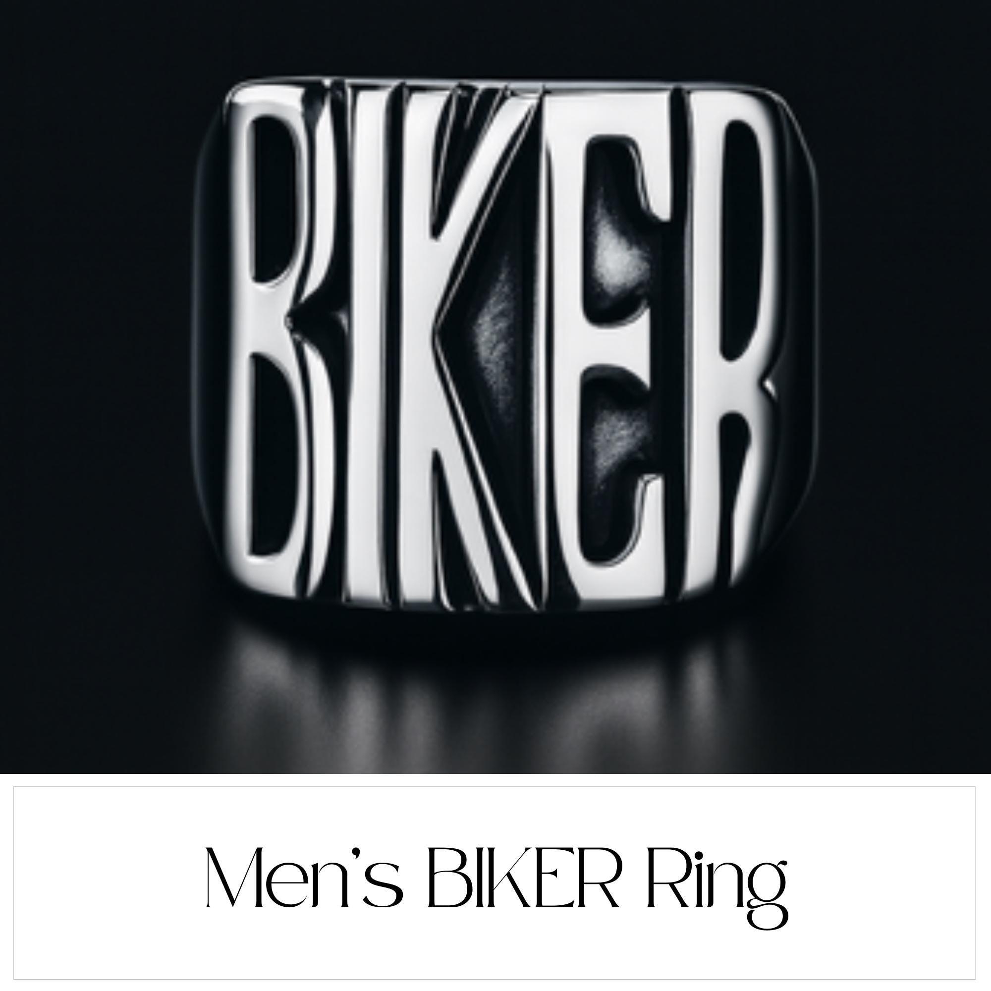 Mens BIKER Ring Mens Ring Gifts for Him Punk Alternative Rocker Metal Stainless Steel Titanium