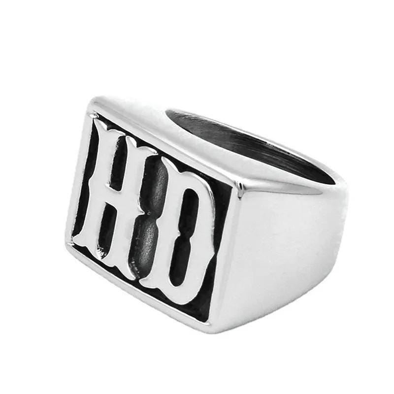 Mens Ring Biker Harley Davidson Band for Him Motorcycle Jewelry Gift HD Style MC Silver Gold for Men