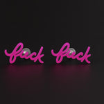 Fuck Cursive Script Earrings - Dainty Stud Swear Words Gift - Bachelorette Women Minimalist Earrings Subtle Hypoallergenic