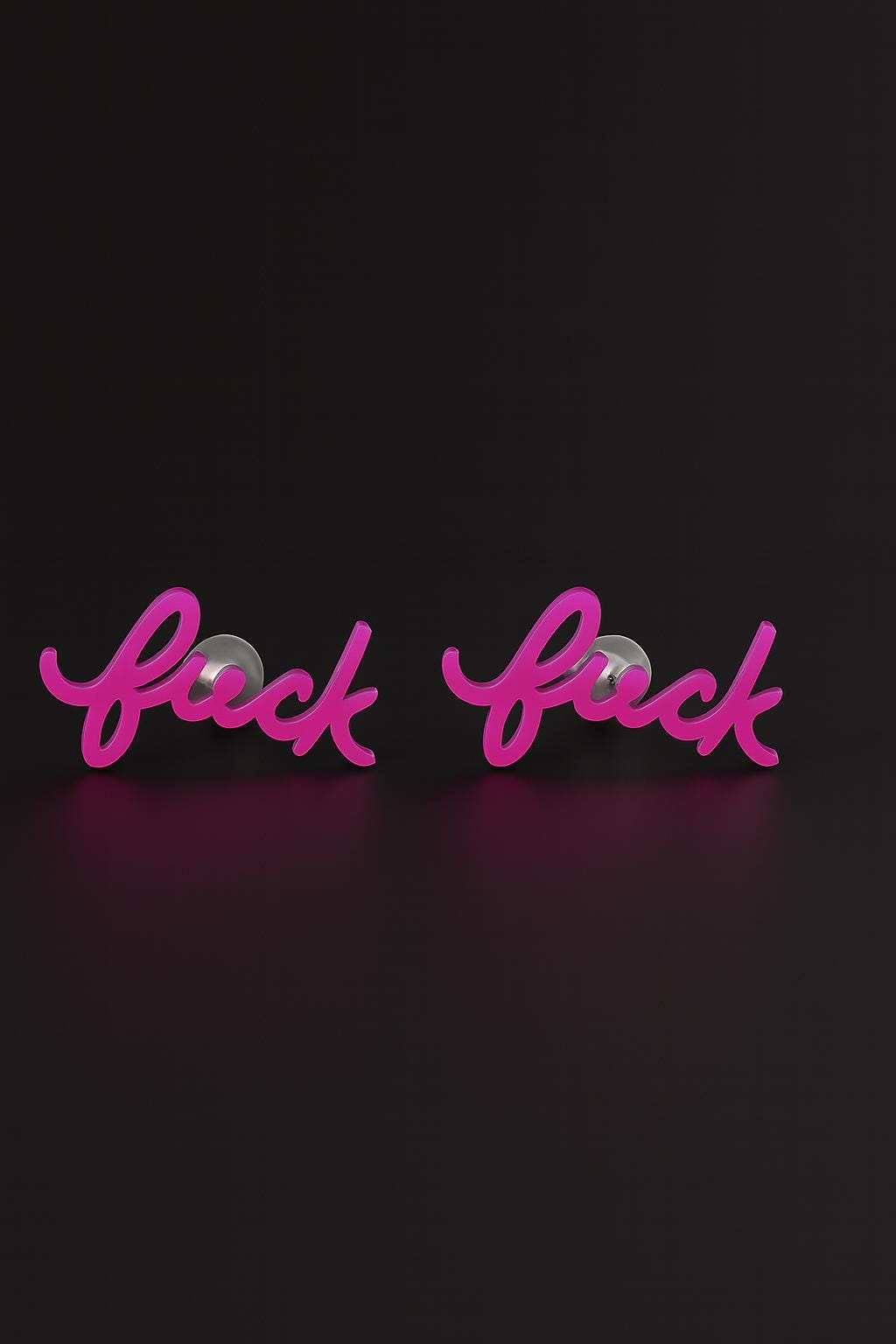 Fuck Cursive Script Earrings - Dainty Stud Swear Words Gift - Bachelorette Women Minimalist Earrings Subtle Hypoallergenic