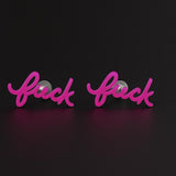 Fuck Cursive Script Earrings - Dainty Stud Swear Words Gift - Bachelorette Women Minimalist Earrings Subtle Hypoallergenic