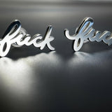 Fuck Cursive Script Earrings - Dainty Stud Swear Words Gift - Bachelorette Women Minimalist Earrings Subtle Hypoallergenic