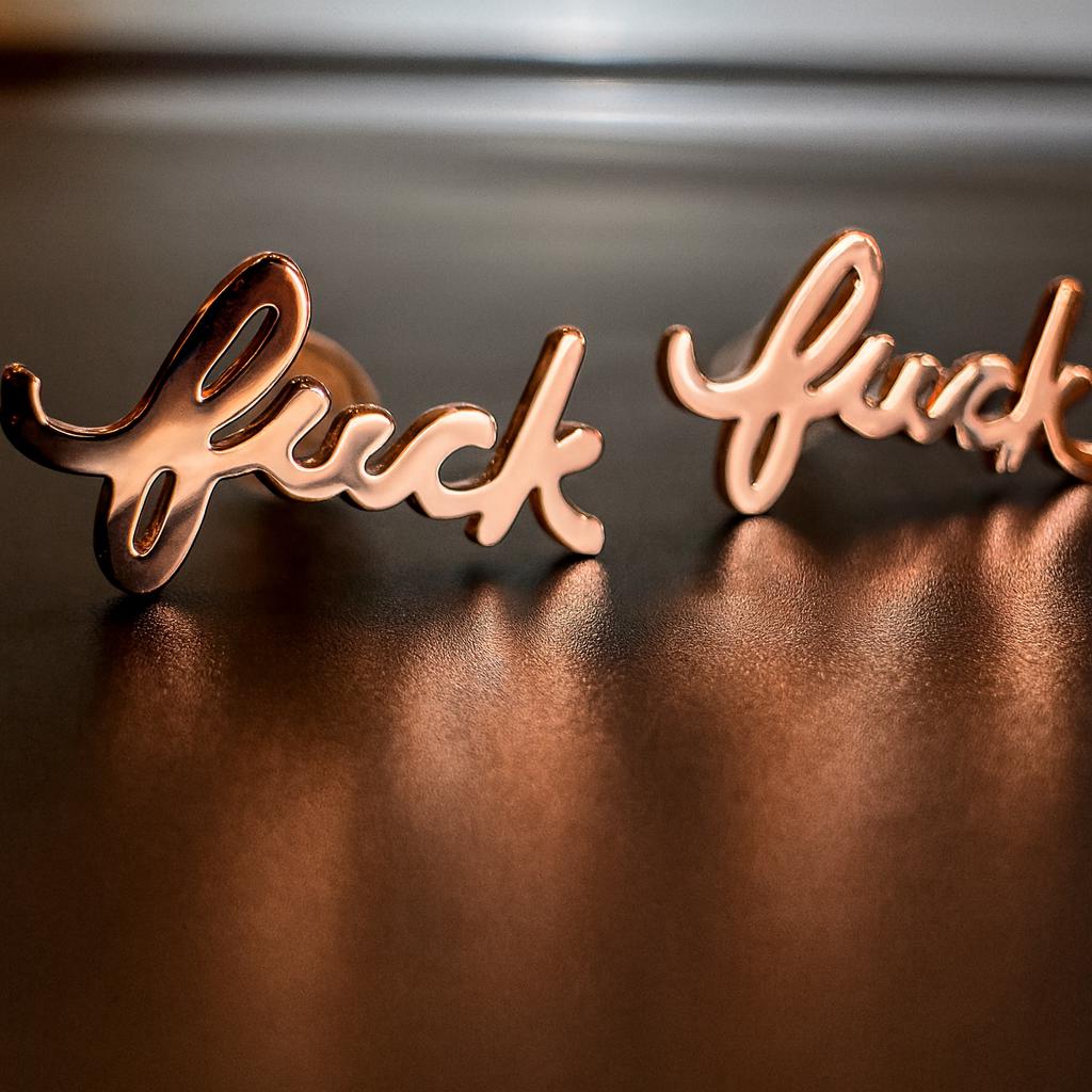 Fuck Cursive Script Earrings - Dainty Stud Swear Words Gift - Bachelorette Women Minimalist Earrings Subtle Hypoallergenic