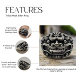 Bold Lionhead Biker Ring Mayan-Aztec Influence Durable Titanium Stainless Steel Motorcycle Rider Men's Present Quick Complimentary Shipping!