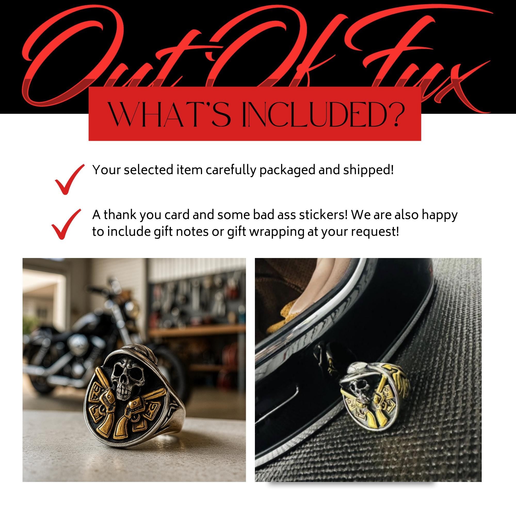 Men's Sombrero Biker Ring 18K Gold Plated Heavy Stainless Steel Chunky Mexican Bold Ring for Him