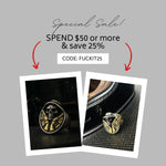 Men's Sombrero Biker Ring 18K Gold Plated Heavy Stainless Steel Chunky Mexican Bold Ring for Him