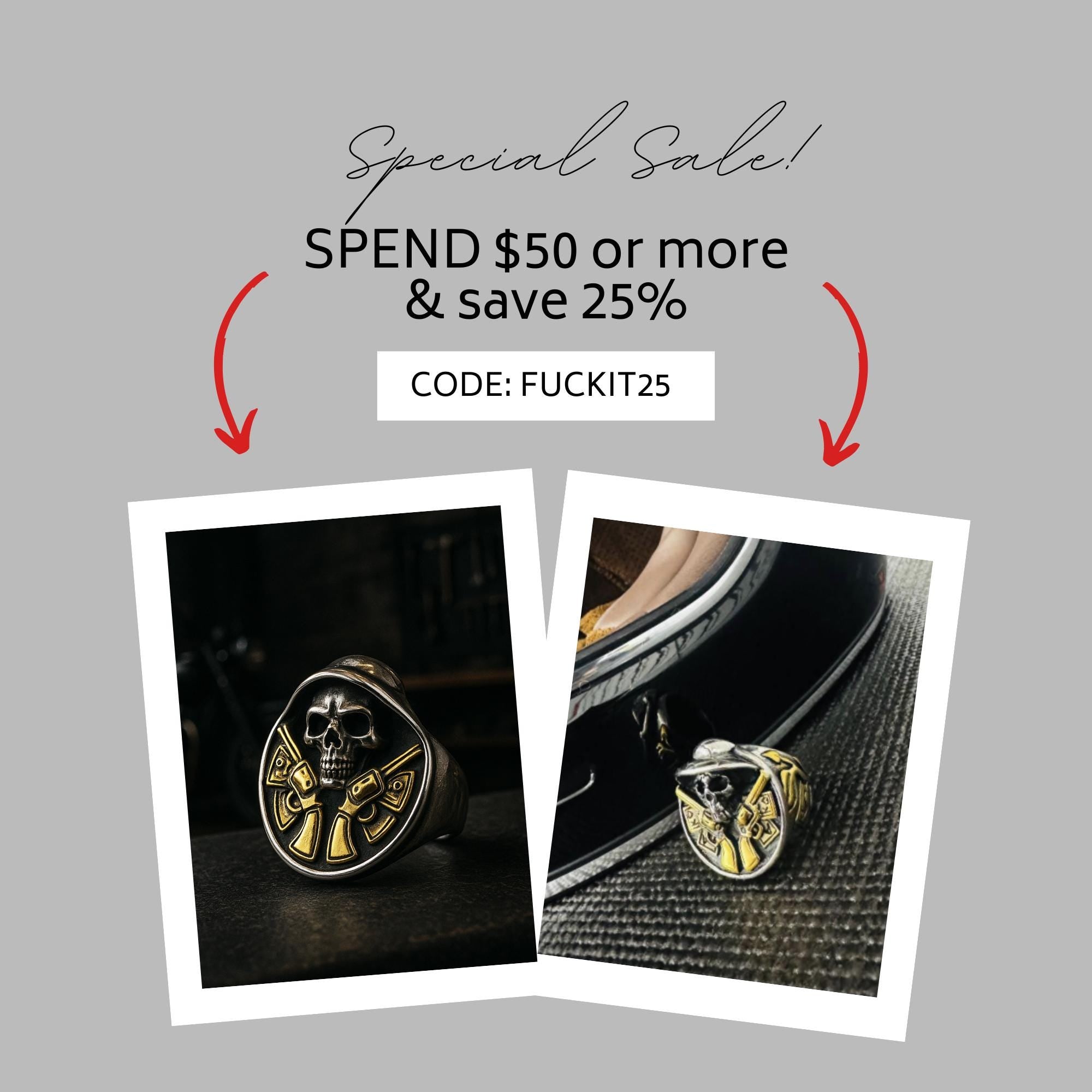 Men's Sombrero Biker Ring 18K Gold Plated Heavy Stainless Steel Chunky Mexican Bold Ring for Him