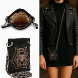 Leopard Print Shoulder Bag: Spider Rhinestone Chain Crossbody